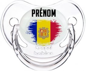 Drapeau effet pinceau Andorre avec prénom Sucette Physiologique Transparent classique
