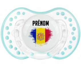 Drapeau effet pinceau Andorre avec prénom Sucette LOVI Dynamic Retro-blanc-lagon classique