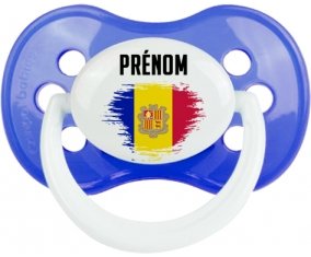 Drapeau effet pinceau Andorre avec prénom : Sucette Anatomique personnalisée