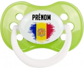 Drapeau effet pinceau Andorre avec prénom Sucette Anatomique Vert classique