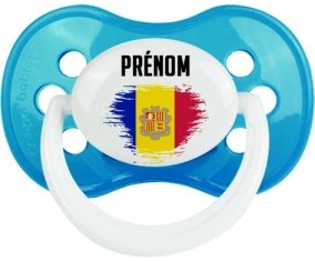 Drapeau effet pinceau Andorre avec prénom Sucette Anatomique Cyan classique