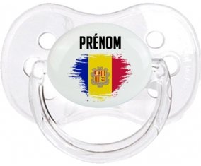 Drapeau effet pinceau Andorre avec prénom Tétine Cerise Transparent classique