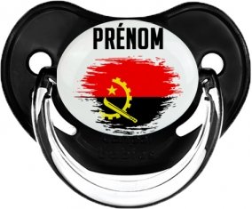 Drapeau effet pinceau Angola avec prénom Tétine Physiologique Noir classique
