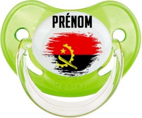 Drapeau effet pinceau Angola avec prénom Tétine Physiologique Vert classique