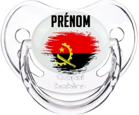Drapeau effet pinceau Angola avec prénom Tétine Physiologique Transparent classique