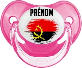Drapeau effet pinceau Angola avec prénom Tétine Physiologique Rose classique