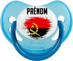 Drapeau effet pinceau Angola avec prénom Tétine Physiologique Bleue phosphorescente