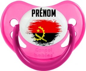 Drapeau effet pinceau Angola avec prénom Tétine Physiologique Rose phosphorescente