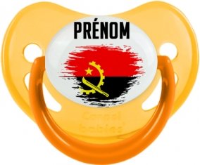Drapeau effet pinceau Angola avec prénom Tétine Physiologique Jaune phosphorescente