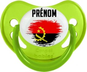 Drapeau effet pinceau Angola avec prénom Tétine Physiologique Vert phosphorescente