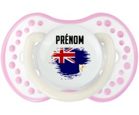 Drapeau effet pinceau Anguilla avec prénom Tétine LOVI Dynamic Blanc-rose phosphorescente