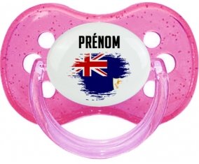 Drapeau effet pinceau Anguilla avec prénom Sucette Cerise Rose à paillette