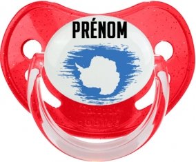 Drapeau effet pinceau Antarctique avec prénom Sucette Physiologique Rouge à paillette