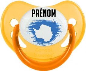 Drapeau effet pinceau Antarctique avec prénom Sucette Physiologique Jaune phosphorescente