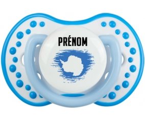 Drapeau effet pinceau Antarctique avec prénom Sucette LOVI Dynamic Blanc-bleu phosphorescente