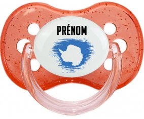 Drapeau effet pinceau Antarctique avec prénom Sucette Cerise Rouge à paillette