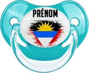 Drapeau effet pinceau Antigua-et-Barbuda avec prénom : Sucette Physiologique personnalisée