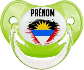 Drapeau effet pinceau Antigua-et-Barbuda avec prénom Sucette Physiologique Vert classique