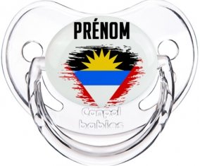 Drapeau effet pinceau Antigua-et-Barbuda avec prénom Sucette Physiologique Transparent classique
