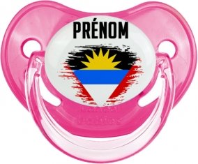 Drapeau effet pinceau Antigua-et-Barbuda avec prénom Sucette Physiologique Rose classique