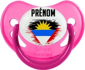 Drapeau effet pinceau Antigua-et-Barbuda avec prénom Sucette Physiologique Rose phosphorescente