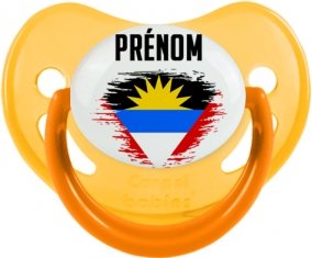 Drapeau effet pinceau Antigua-et-Barbuda avec prénom Sucette Physiologique Jaune phosphorescente