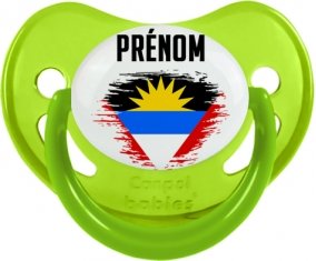 Drapeau effet pinceau Antigua-et-Barbuda avec prénom Sucette Physiologique Vert phosphorescente