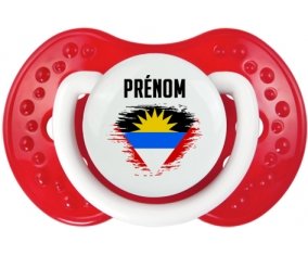 Drapeau effet pinceau Antigua-et-Barbuda avec prénom Sucette LOVI Dynamic Blanc-rouge classique