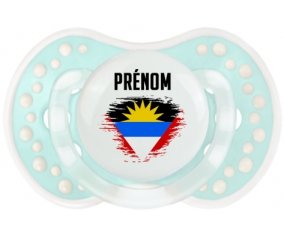Drapeau effet pinceau Antigua-et-Barbuda avec prénom Sucette LOVI Dynamic Retro-turquoise-lagon classique