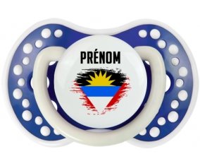 Drapeau effet pinceau Antigua-et-Barbuda avec prénom Sucette LOVI Dynamic Bleu-marine phosphorescente