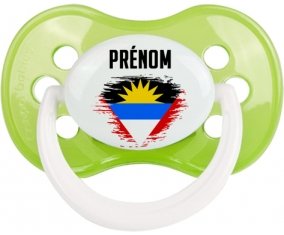 Drapeau effet pinceau Antigua-et-Barbuda avec prénom Sucette Anatomique Vert classique
