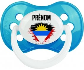 Drapeau effet pinceau Antigua-et-Barbuda avec prénom Sucette Anatomique Cyan classique