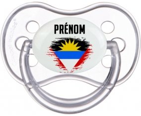 Drapeau effet pinceau Antigua-et-Barbuda avec prénom Sucette Anatomique Transparente classique