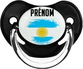 Drapeau effet pinceau Argentine avec prénom Tétine Physiologique Noir classique