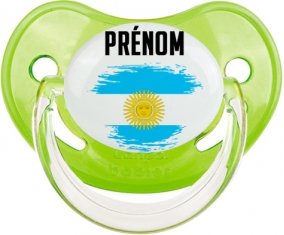 Drapeau effet pinceau Argentine avec prénom Tétine Physiologique Vert classique