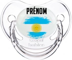 Drapeau effet pinceau Argentine avec prénom Tétine Physiologique Transparent classique