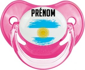 Drapeau effet pinceau Argentine avec prénom Tétine Physiologique Rose classique