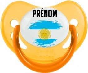 Drapeau effet pinceau Argentine avec prénom Tétine Physiologique Jaune phosphorescente