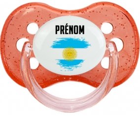 Drapeau effet pinceau Argentine avec prénom Sucete Cerise Rouge à paillette