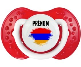 Drapeau effet pinceau Arménie avec prénom Tétine LOVI Dynamic Blanc-rouge classique