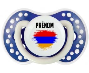 Drapeau effet pinceau Arménie avec prénom Tétine LOVI Dynamic Bleu-marine phosphorescente