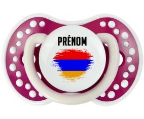 Drapeau effet pinceau Arménie avec prénom Tétine LOVI Dynamic Fuchsia phosphorescente