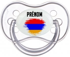 Drapeau effet pinceau Arménie avec prénom Sucette Anatomique Transparente classique