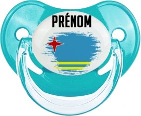 Drapeau effet pinceau Aruba avec prénom : Sucette Physiologique personnalisée