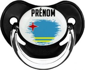 Drapeau effet pinceau Aruba avec prénom Sucette Physiologique Noir classique