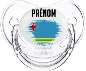 Drapeau effet pinceau Aruba avec prénom Sucette Physiologique Transparent classique