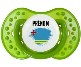 Drapeau effet pinceau Aruba avec prénom : Sucette LOVI Dynamic personnalisée