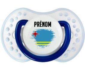 Drapeau effet pinceau Aruba avec prénom Sucette LOVI Dynamic Marine-blanc-bleu classique