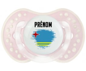 Drapeau effet pinceau Aruba avec prénom Sucette LOVI Dynamic Retro-rose-tendre classique