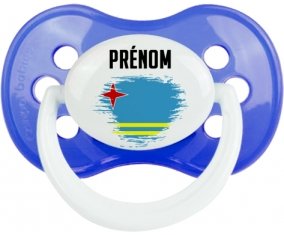 Drapeau effet pinceau Aruba avec prénom Tétine Anatomique Bleu classique